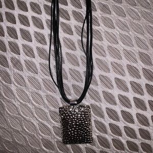Silver and black statement necklace